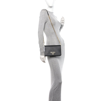 Prada Saffiano Lux Mini Crossbody Bag Black 2 of 12