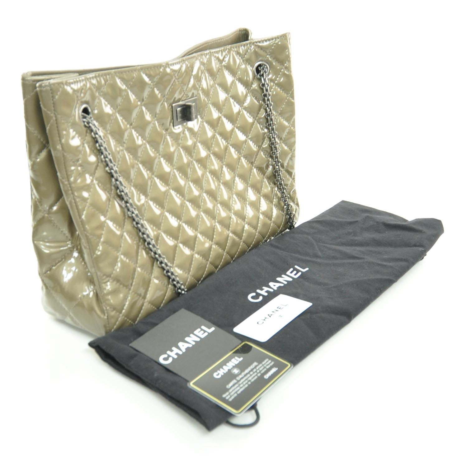 Chanel Patent Quilted Reissue 2.55 Tote Khaki 3 of 10