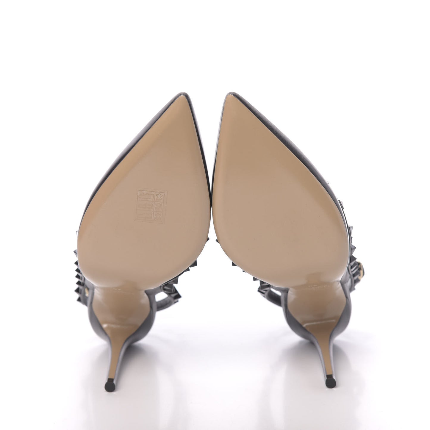 Calfskin Lacquered Monochrome Rockstud Ankle Strap 100mm Pumps 40 Black