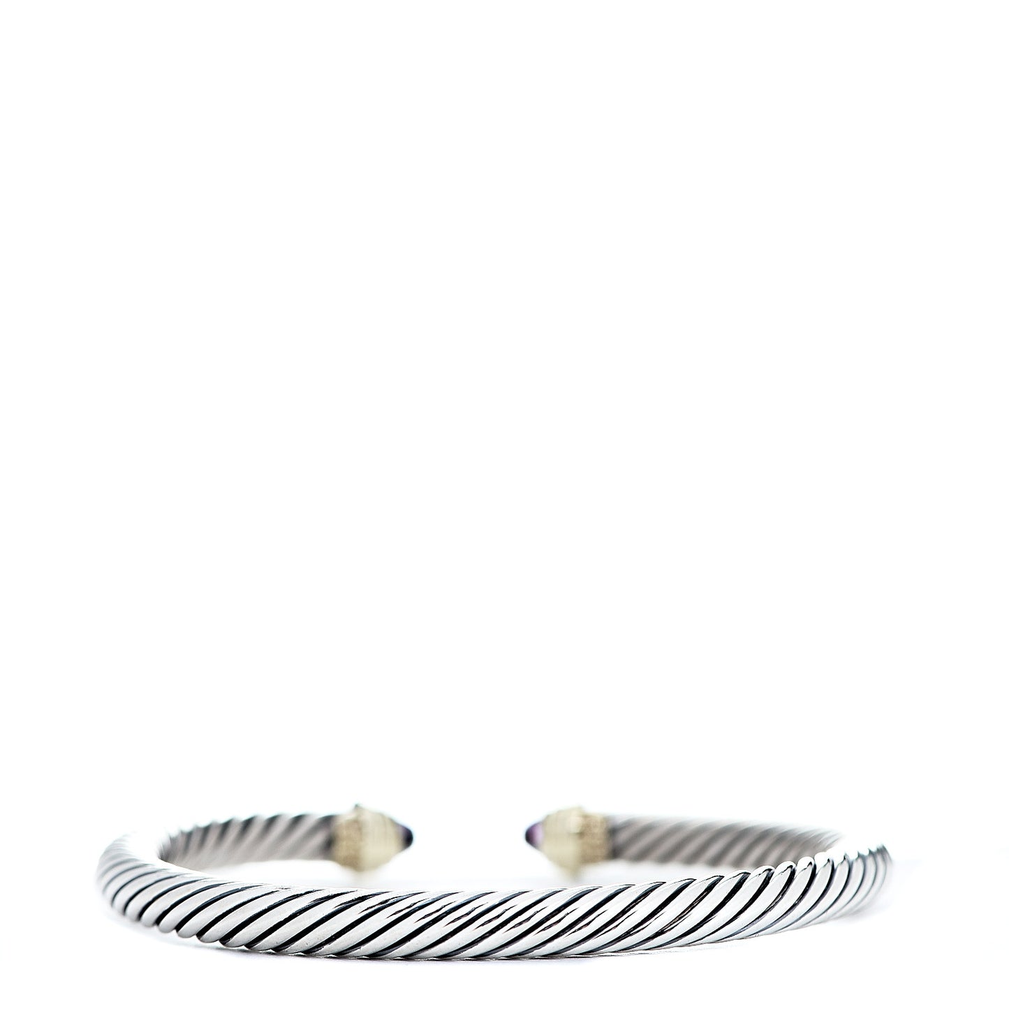 Sterling Silver 14K Yellow Gold Amethyst 5mm Cable Classics Petite Color Bracelet