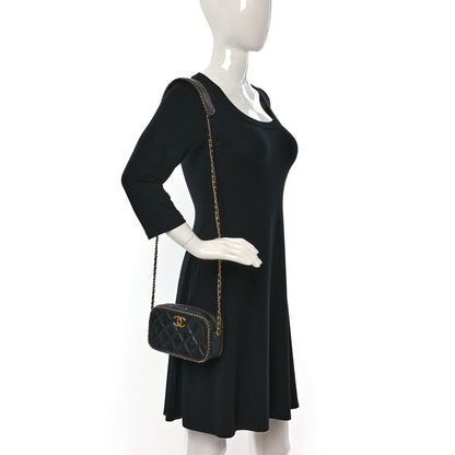 Chanel Lambskin Quilted Chain CC Mini Camera Case Black 2 of 11