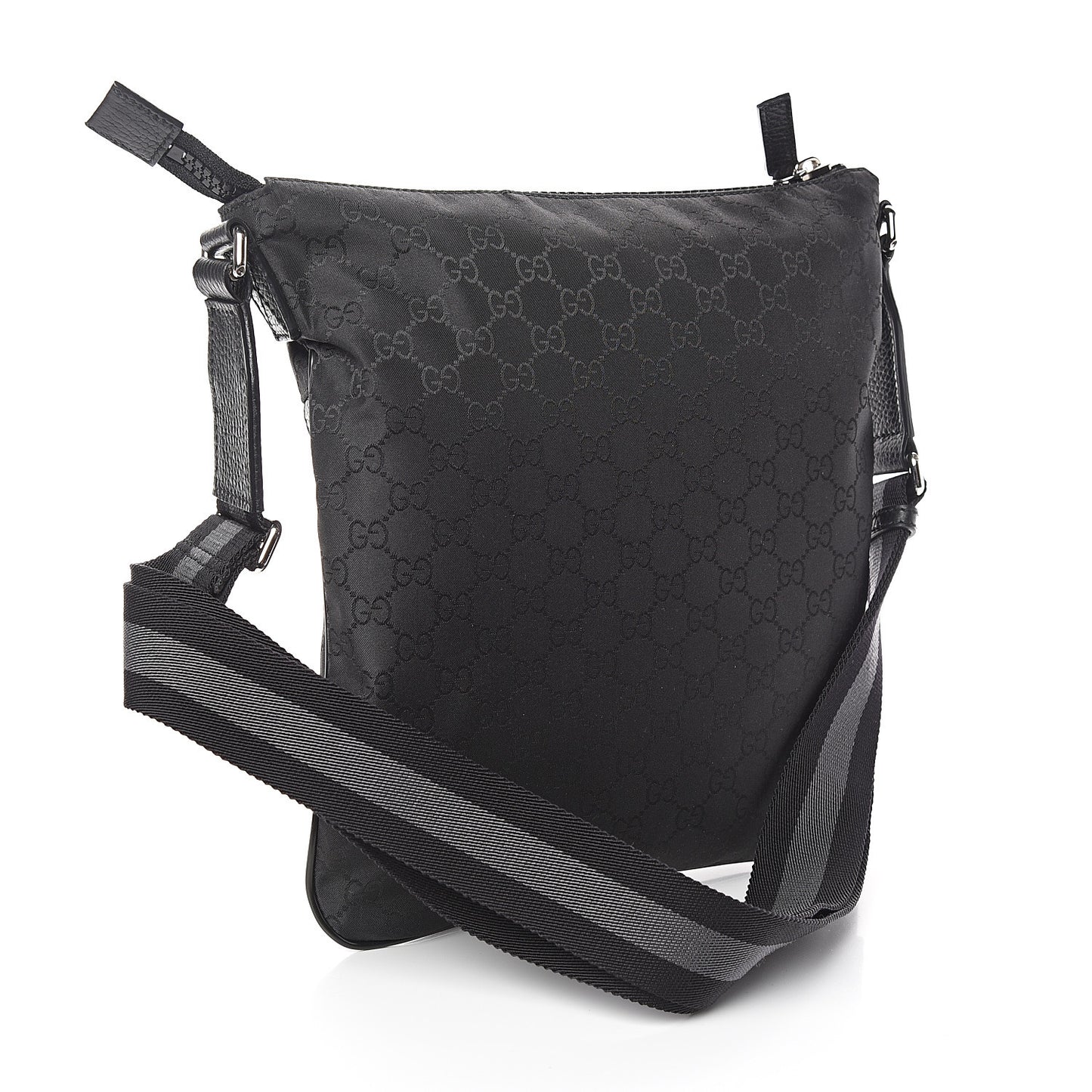 Nylon Monogram Small Flat Messenger Bag Black
