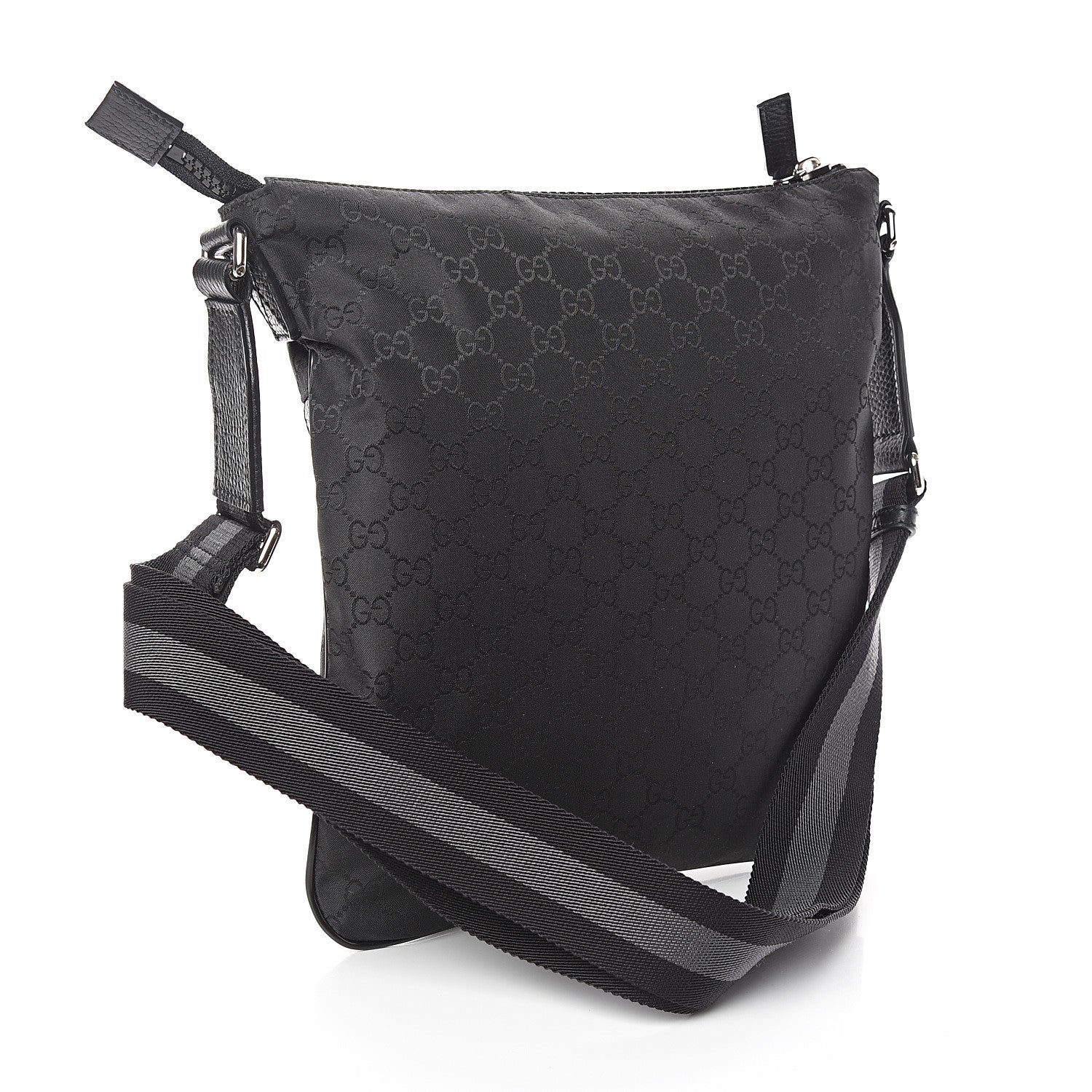 Gucci Nylon Monogram Small Flat Messenger Bag Black 2 of 9