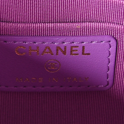 Chanel Patent Quilted Cosmetic Case Purple 6 of 8