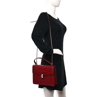 Bulgari Calfskin Large Serpenti Forever Top Handle Red 2 of 8