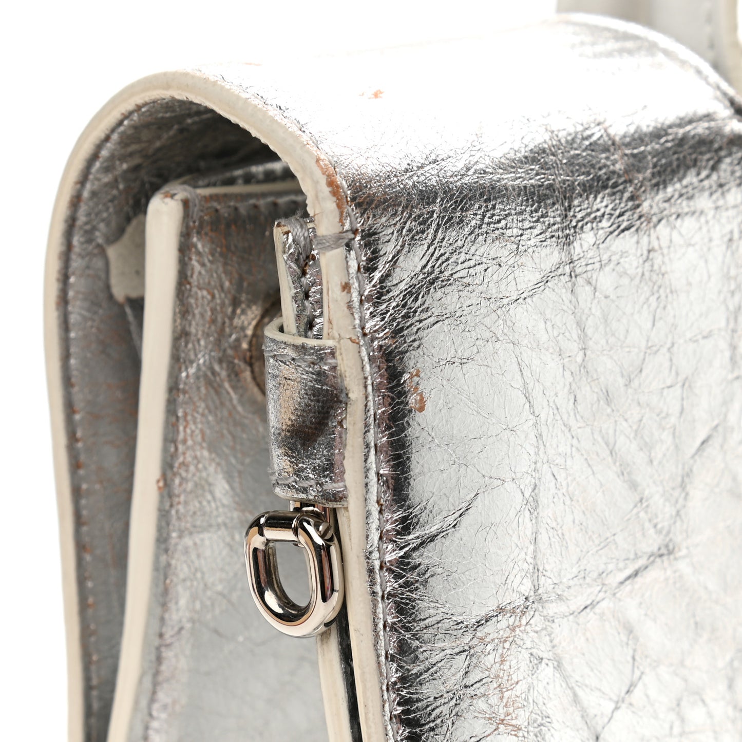 Metallic Calfskin Medium Diorever Flap Silver