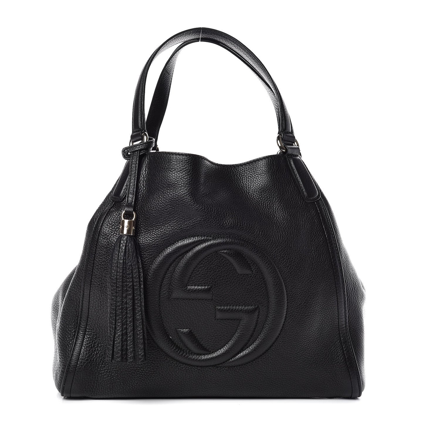 Pebbled Calfskin Medium Soho Shoulder Bag Black