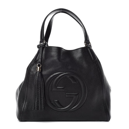 Gucci Pebbled Calfskin Medium Soho Shoulder Bag Black 1 of 9