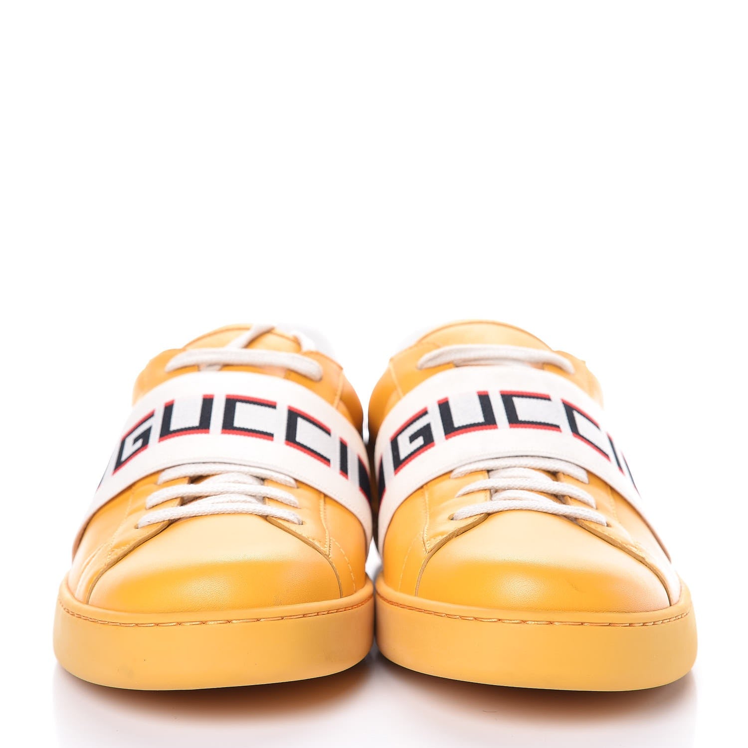 Gucci Calfskin Stripe Mens New Ace Sneakers 12 Crop Ecru Red Flame 2 of 8