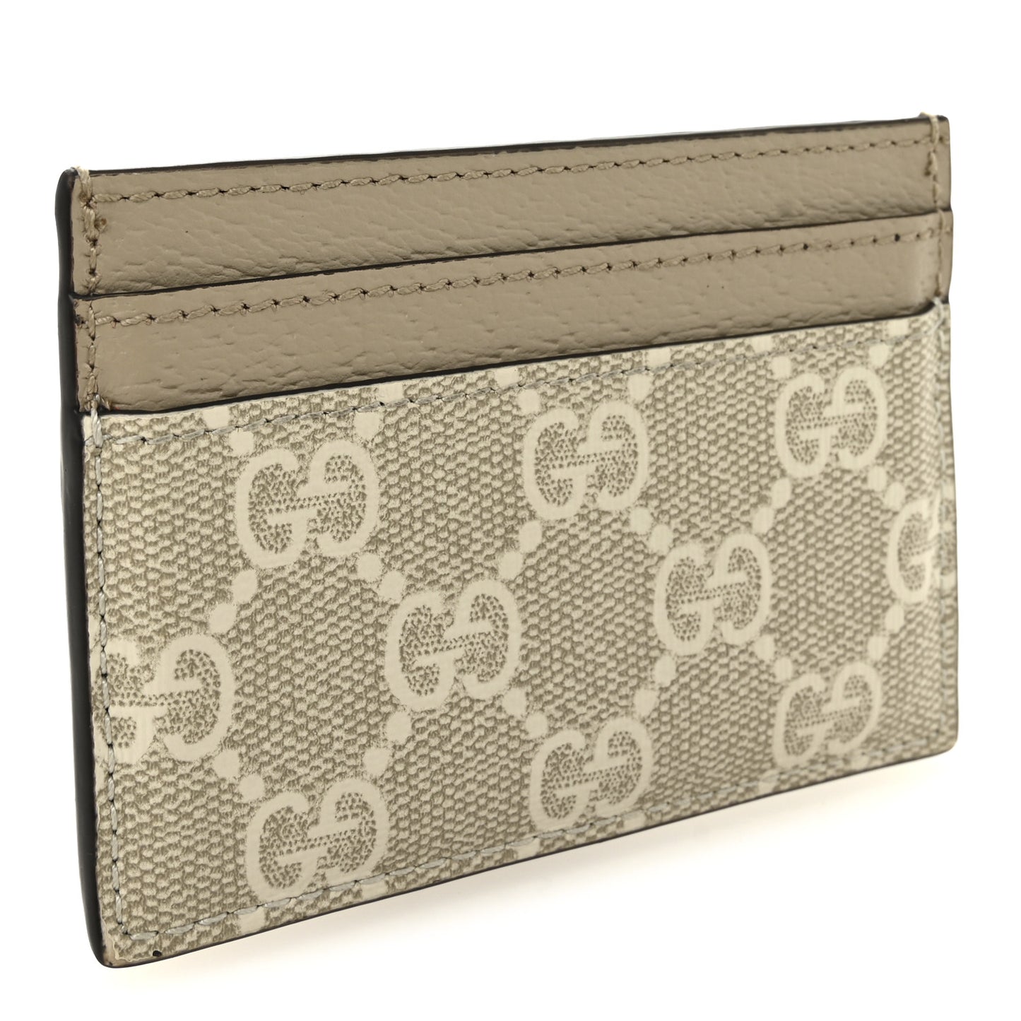 Dollar Calfskin GG Supreme Monogram GG Marmont Card Case Beige Mystic White Oatmeal