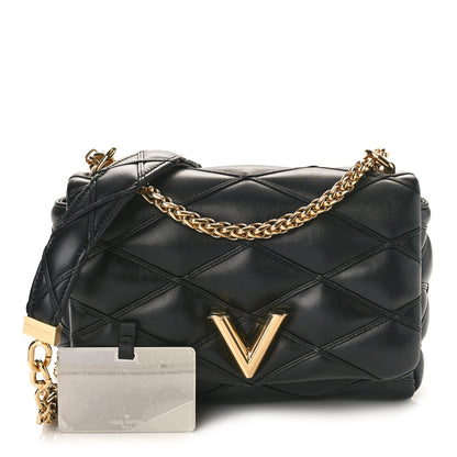 Louis Vuitton Lambskin Malletage Top Handle GO-14 MM Black 1 of 8