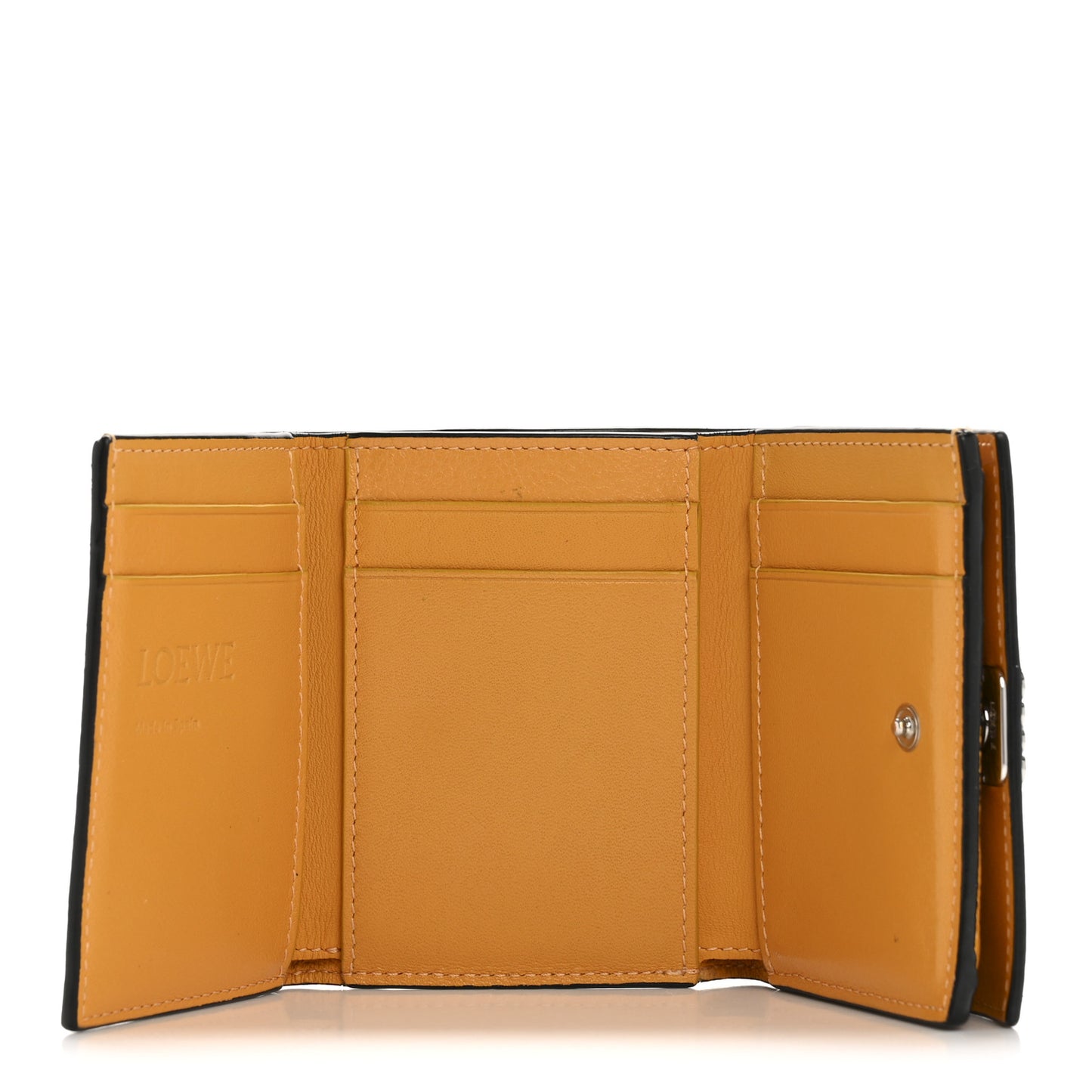 Grained Calfskin Anagram Trifold Wallet Sunflower