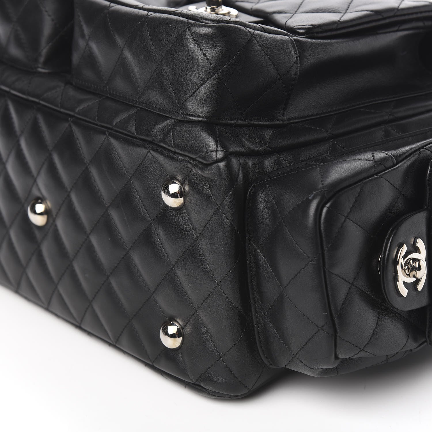 Chanel Calfskin Quilted Large Cambon Multipocket Reporter Black White 9 of 10