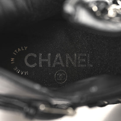 Chanel Crackled Calfskin Chain CC Short Boots 38 Black 9 of 10