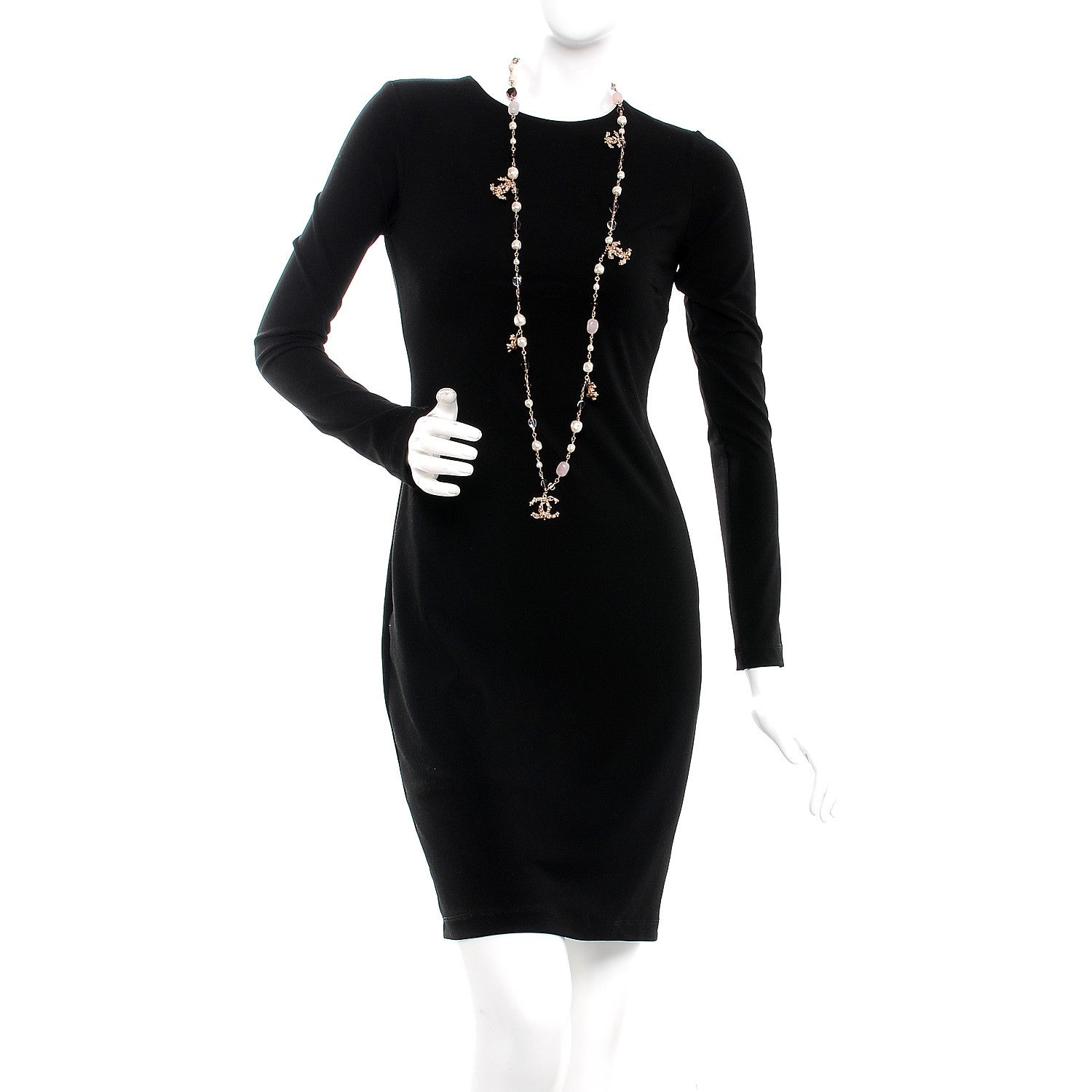 Chanel Beaded Pearl Crystal CC Long Strand Necklace Gold Purple 2 of 5