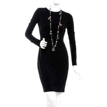 Chanel Beaded Pearl Crystal CC Long Strand Necklace Gold Purple 2 of 5