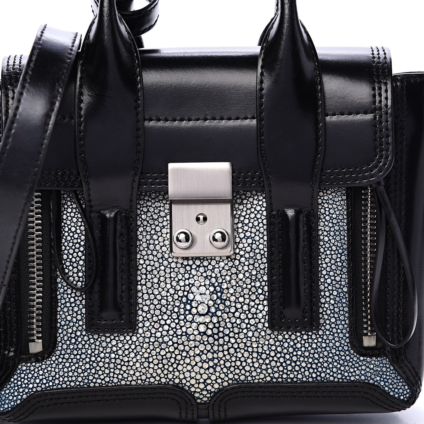 3.1 Smooth Calfskin Stingray Pashli Small Satchel Black