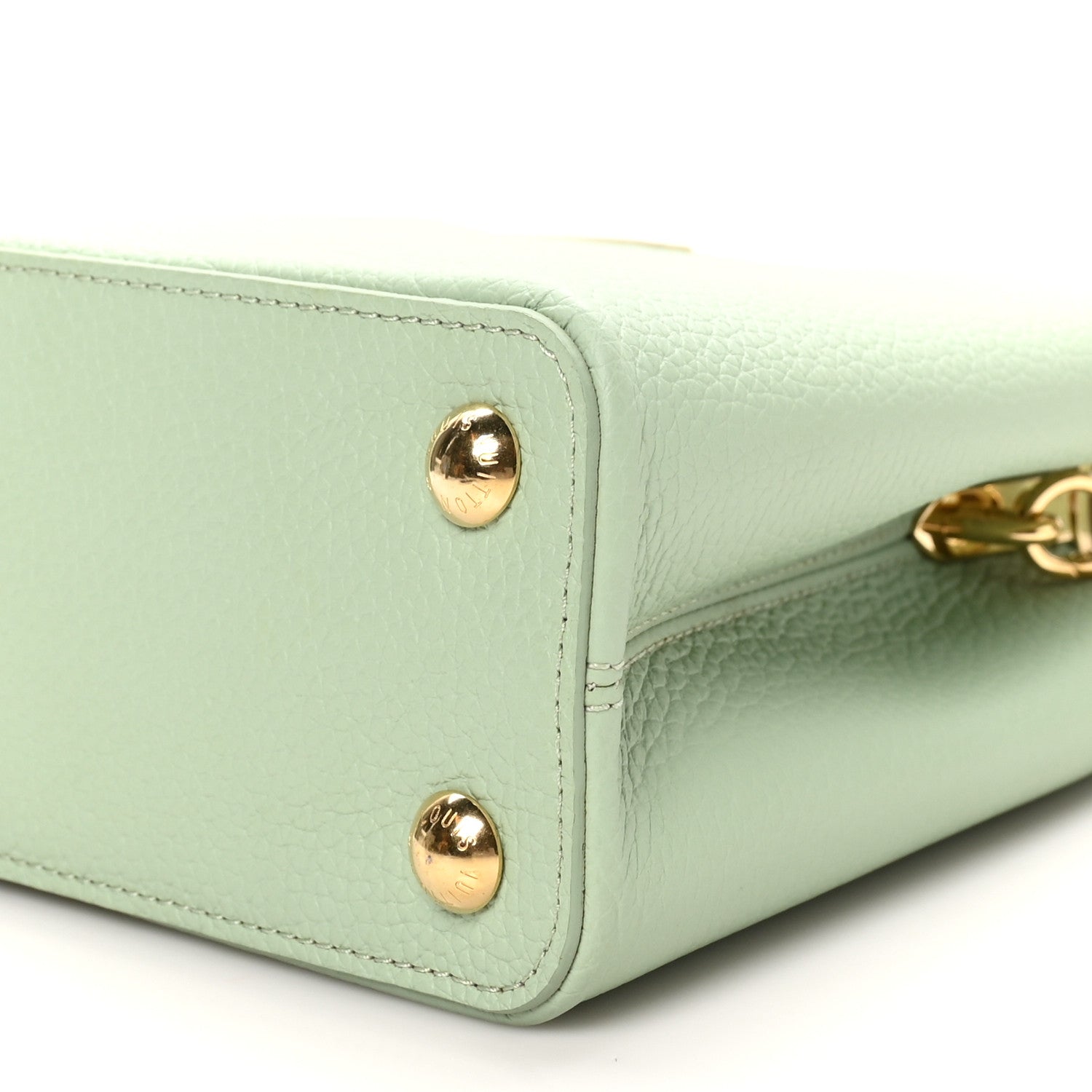 Louis Vuitton Taurillon Enamel Flower Padlock Chain Capucines BB Jade Green 9 of 9