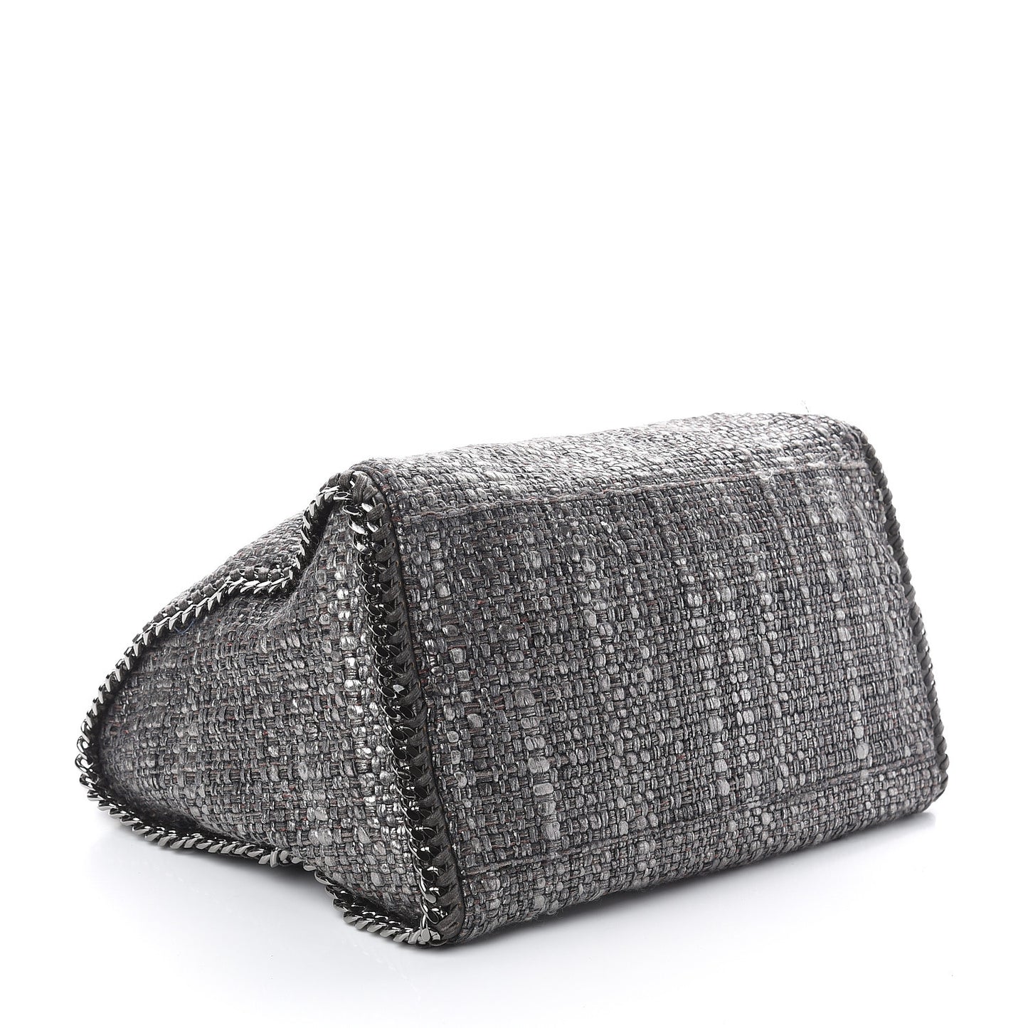 Metallic Woven Boucle Boston Bag Dark Grey