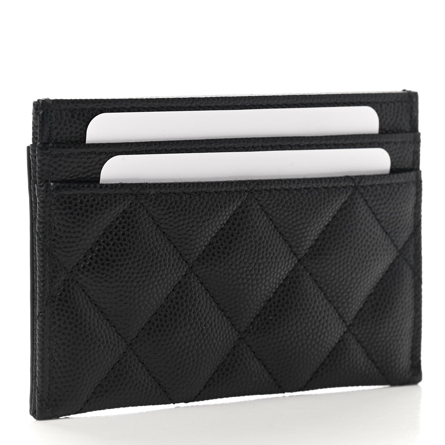Caviar Quilted Filigree Card Holder Black