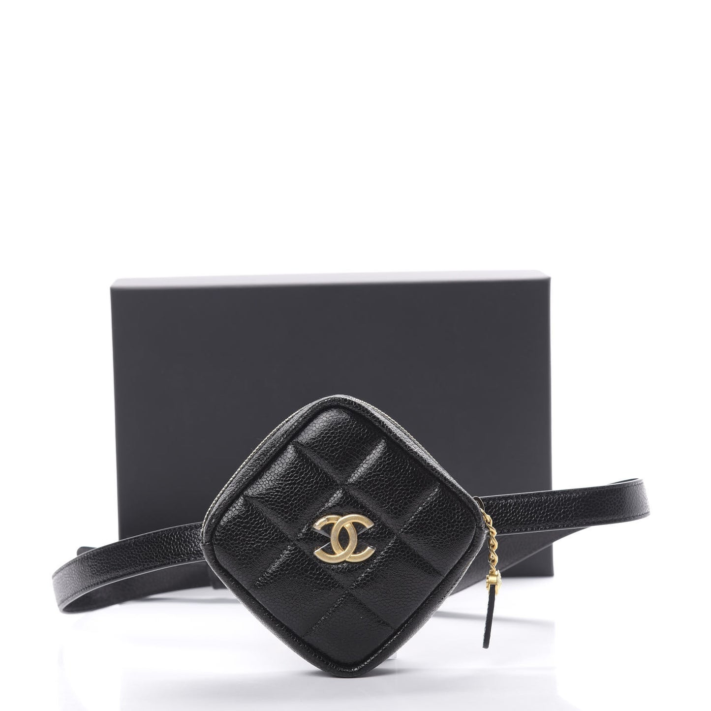 Caviar Quilted Coin Purse Belt Bag Black