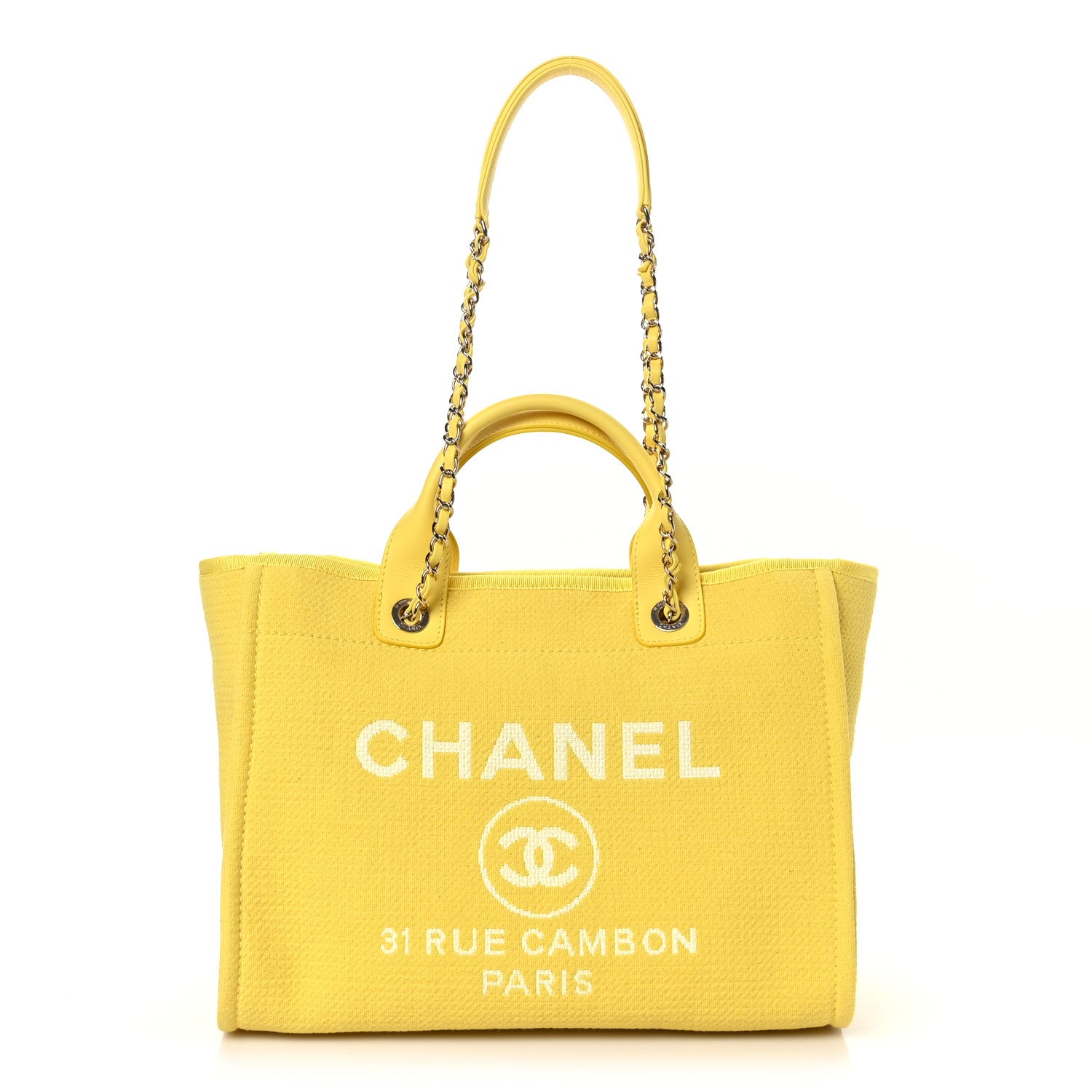 Chanel Mixed Fibers Small Deauville Tote Yellow 2 of 10
