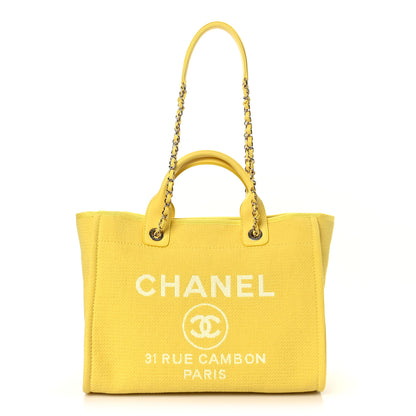Chanel Mixed Fibers Small Deauville Tote Yellow 2 of 10