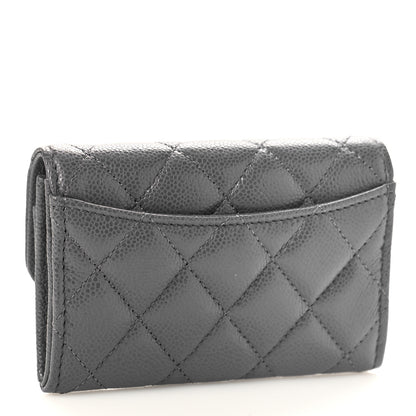 Chanel Caviar Quilted Flap Card Holder Wallet Dark Grey 3 of 10