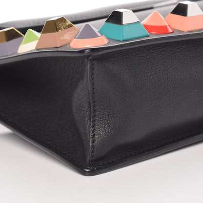 Fendi Vitello Dolce Studded Mini 2Jours Pouch Black Multicolor 5 of 11