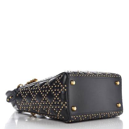 Christian Dior Calfskin Cannage Studded Medium Supple Lady Dior Black 4 of 10