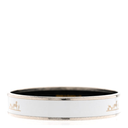 Hermes Enamel Printed Caleche Medium Bracelet 65 White 3 of 7