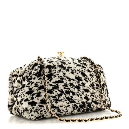 Chanel Lambskin Pony Hair Printed Clutch With Chain Black White 2 of 10