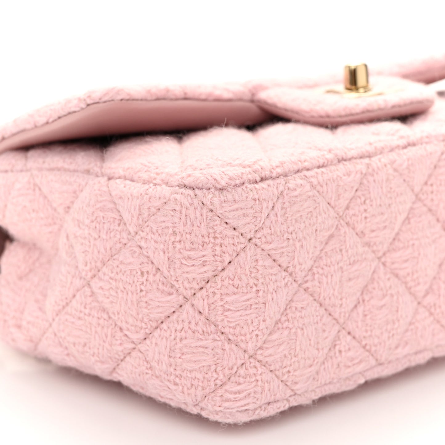 Tweed Quilted Mini Rectangular Flap Light Pink