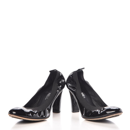 Chanel Patent CC Elastic Stretch Pumps 39 Black 5 of 11