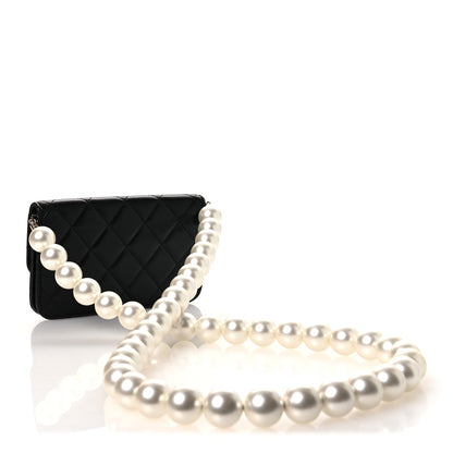 Chanel Calfskin Quilted Mini Maxi Pearls Wallet On Chain WOC Black 3 of 12