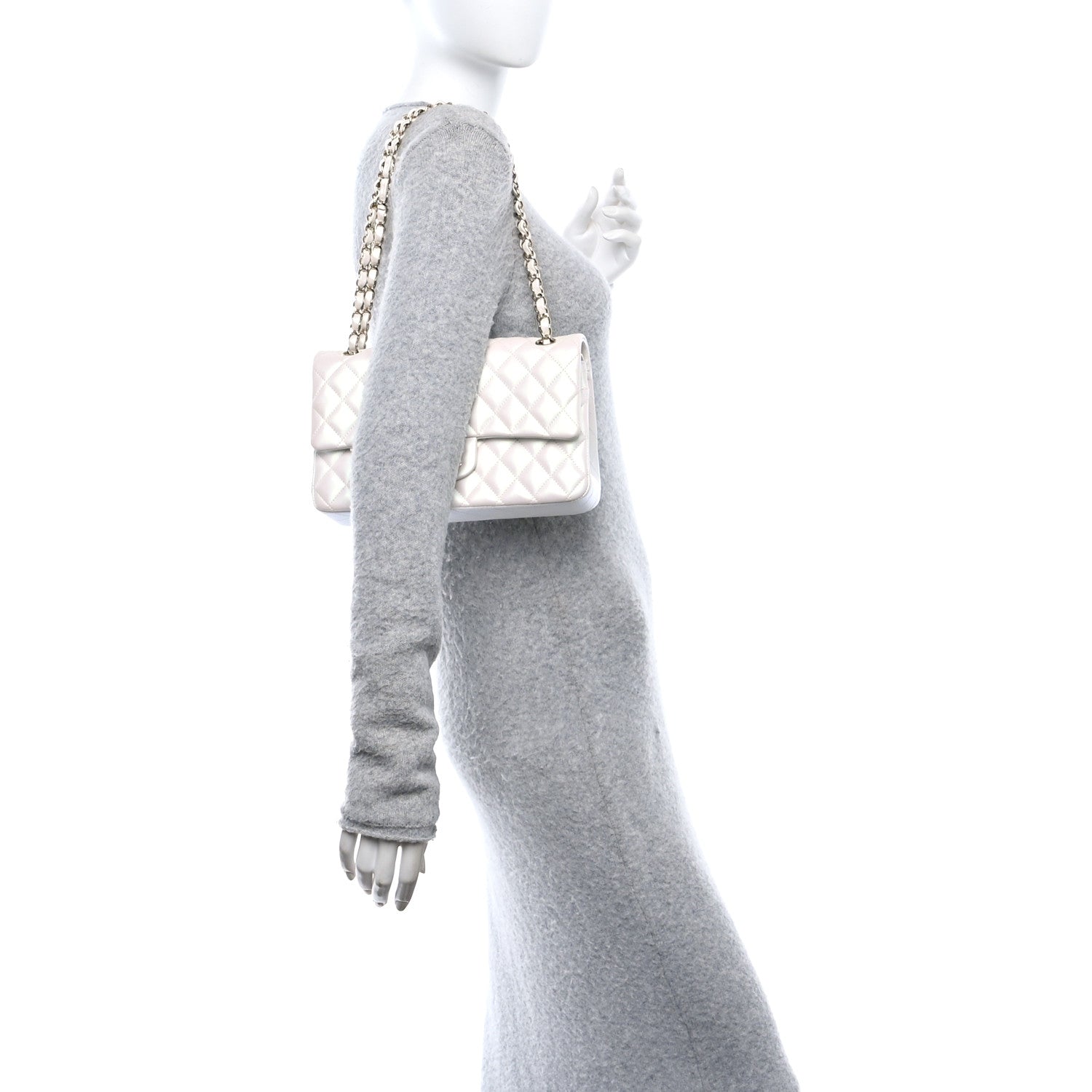Chanel Iridescent Calfskin Quilted Medium Double Flap White 2 of 11