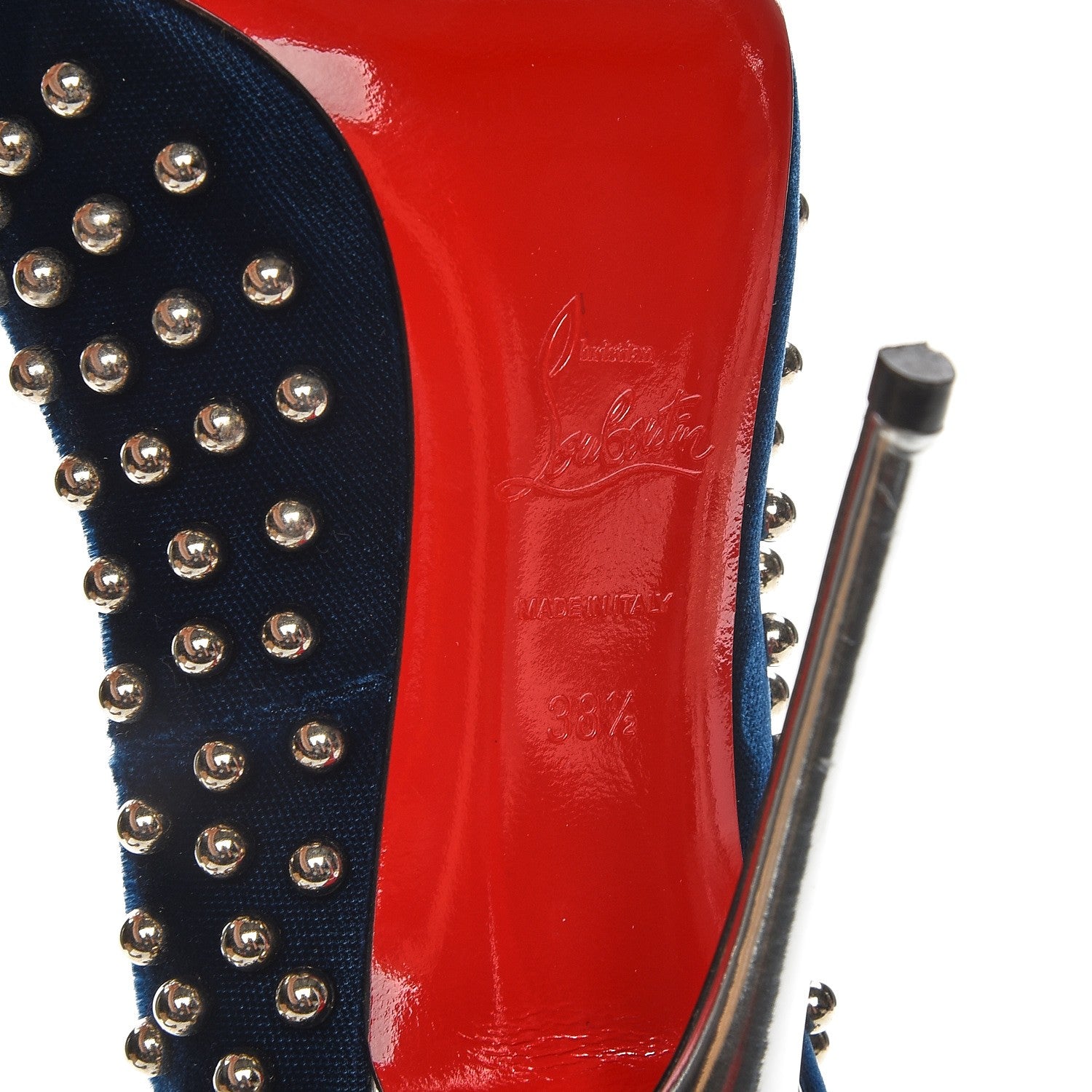 Christian Louboutin Velvet Billy 120 Spike Pumps 38.5 Silver Eclipse 7 of 8