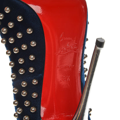 Christian Louboutin Velvet Billy 120 Spike Pumps 38.5 Silver Eclipse 7 of 8