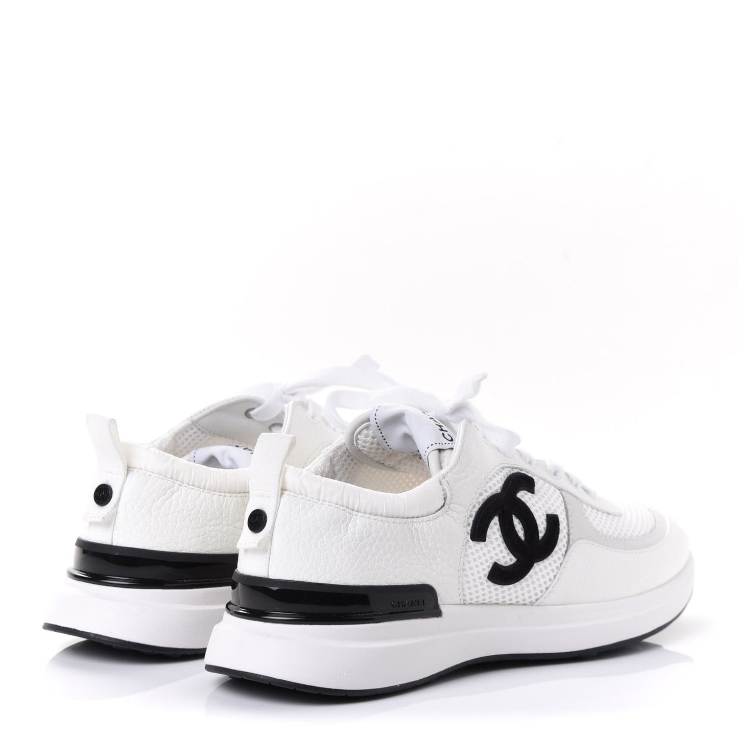 Calfskin Mesh Lycra Suede Womens Logo Sneakers 37.5 White