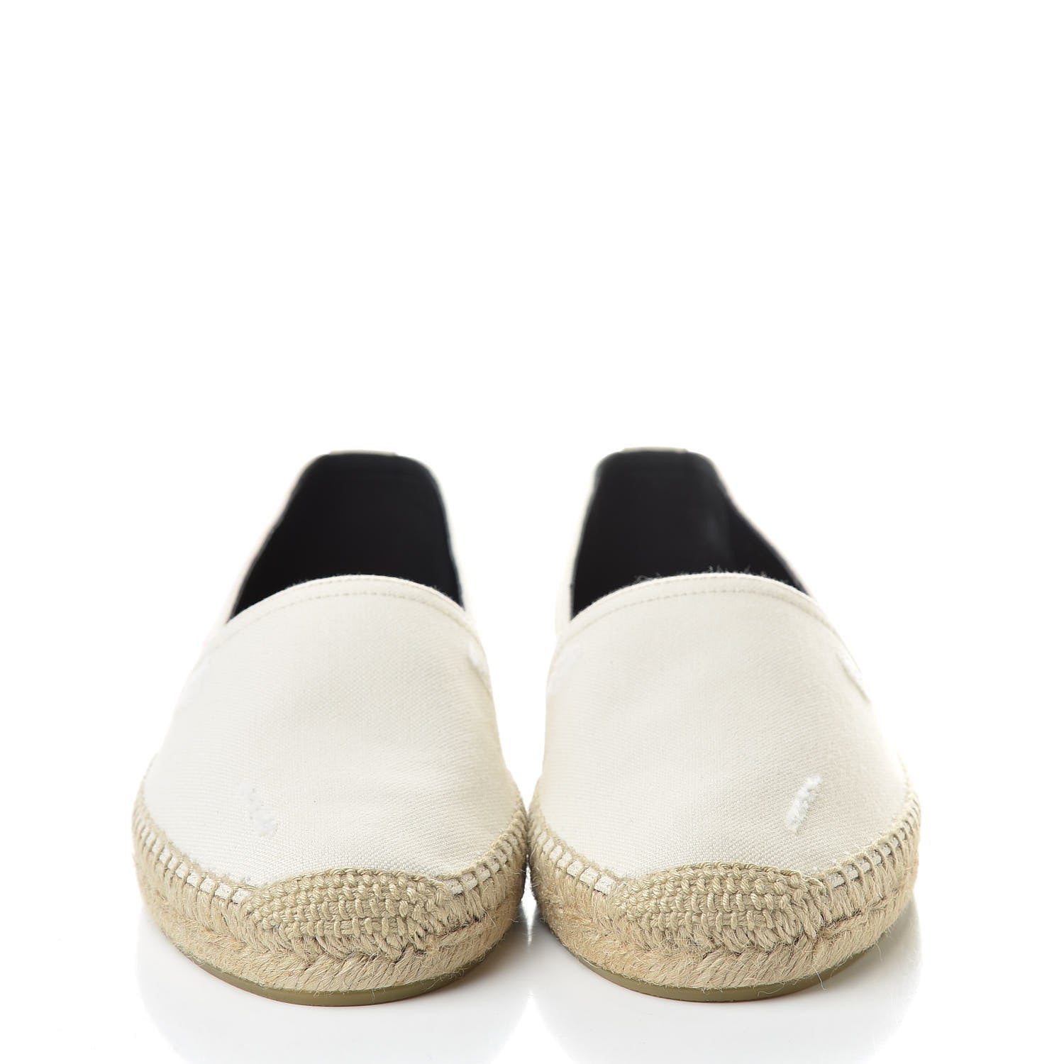 Saint Laurent Canvas Elba Logo Embroidered Espadrilles 39.5 Panna 2 of 8