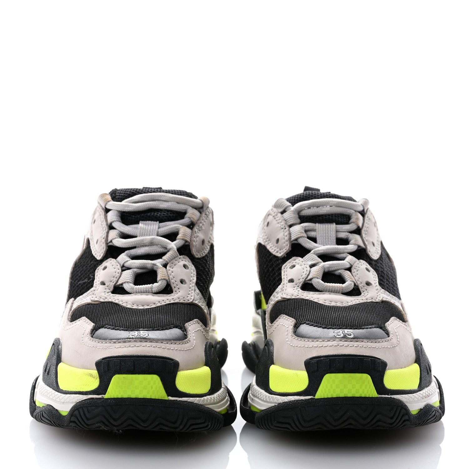 Balenciaga Fabric Mesh Womens Triple S Sneakers 35 Grey Black Jaune Fluo 2 of 11