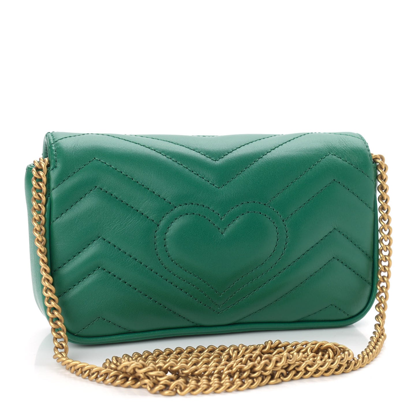 Calfskin Matelasse Super Mini GG Marmont Shoulder Bag Emerald Green