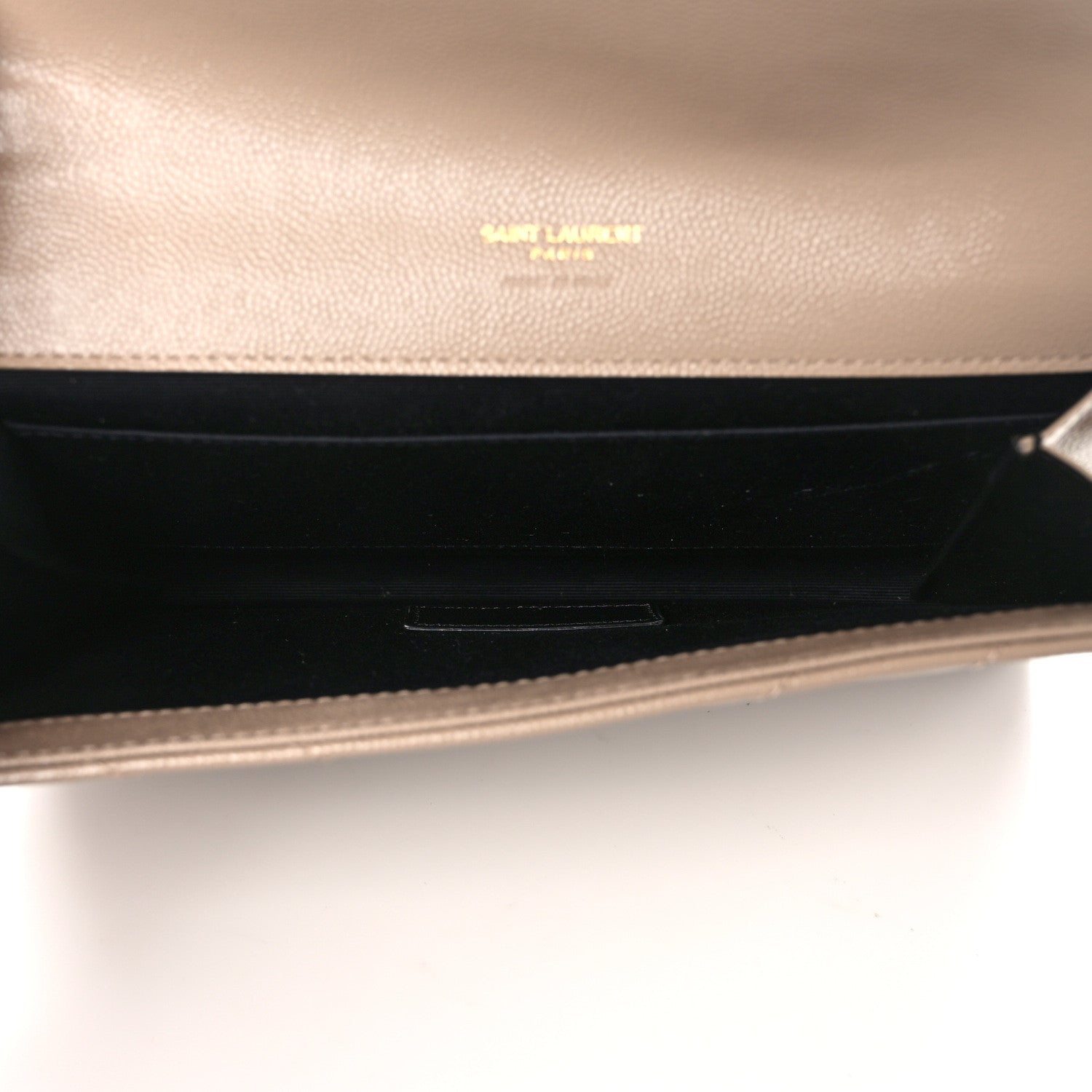Saint Laurent Grain De Poudre Matelasse Chevron Monogram Envelope Clutch Dark Beige 5 of 10