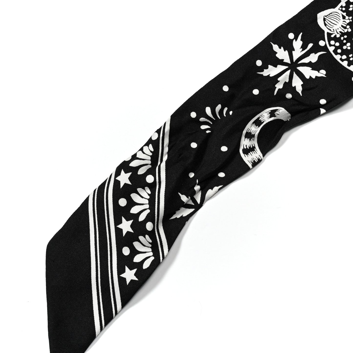 Silk Peuple Du Vent Bandana Twilly Black White