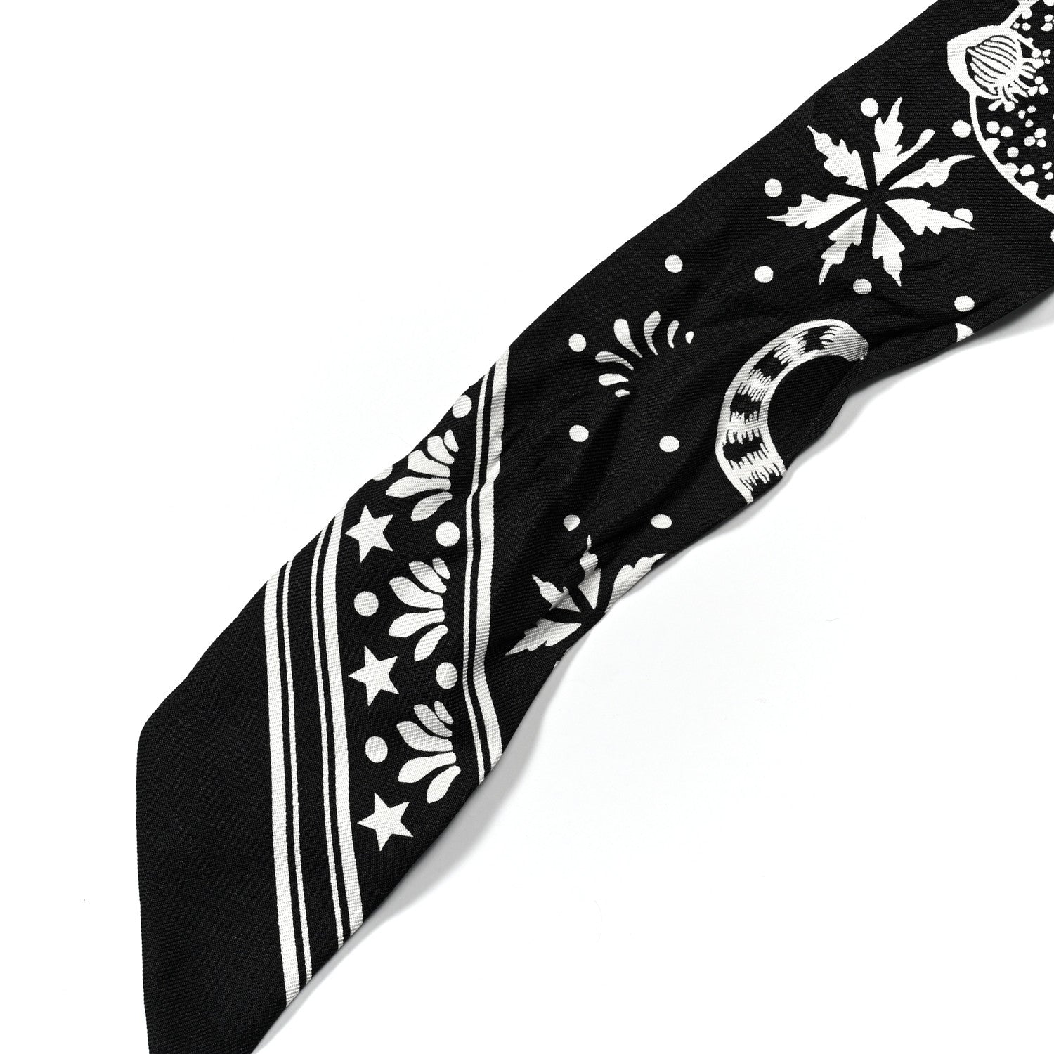 Hermes Silk Peuple Du Vent Bandana Twilly Black White 4 of 4