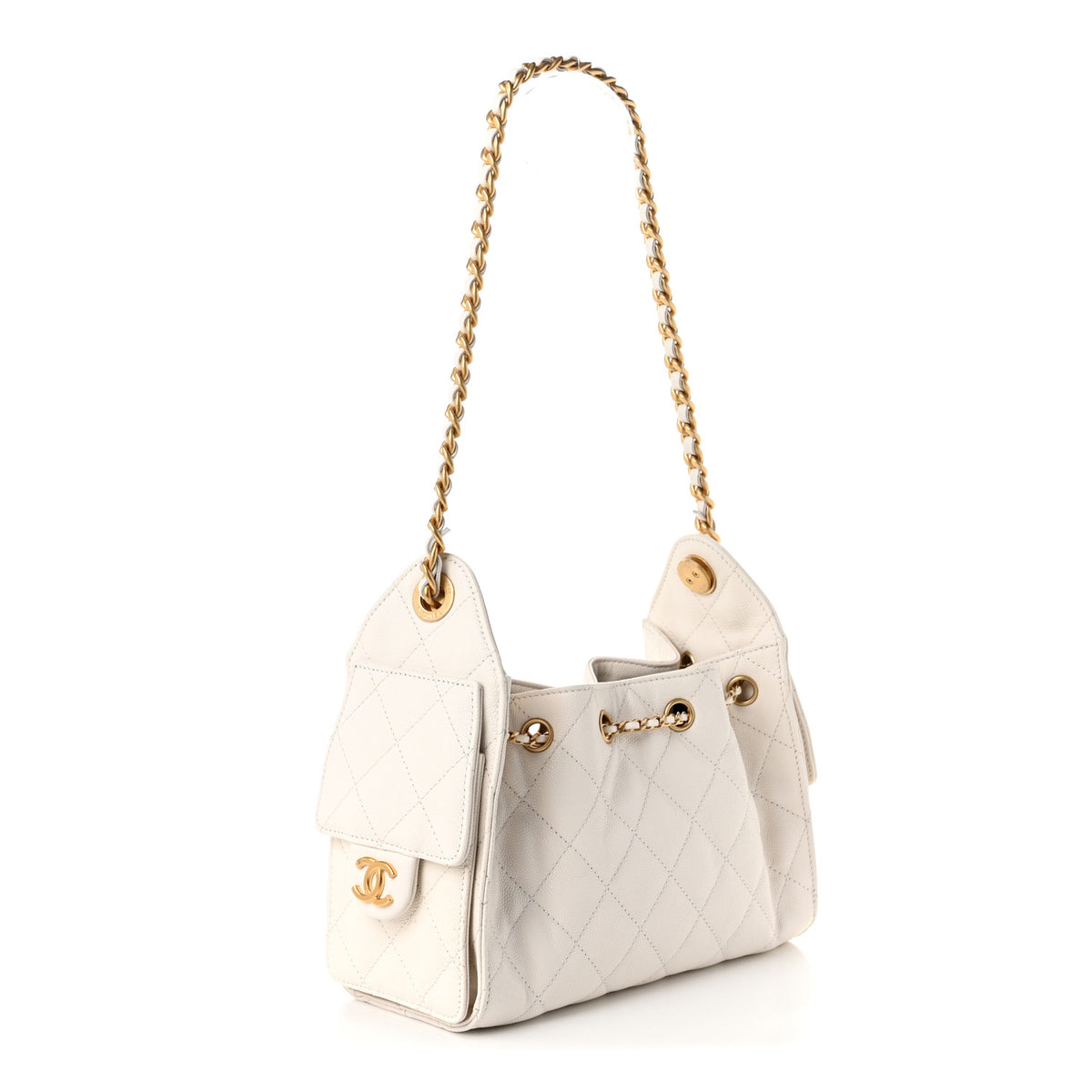 Caviar Quilted Mini Chanel 25 Handbag White