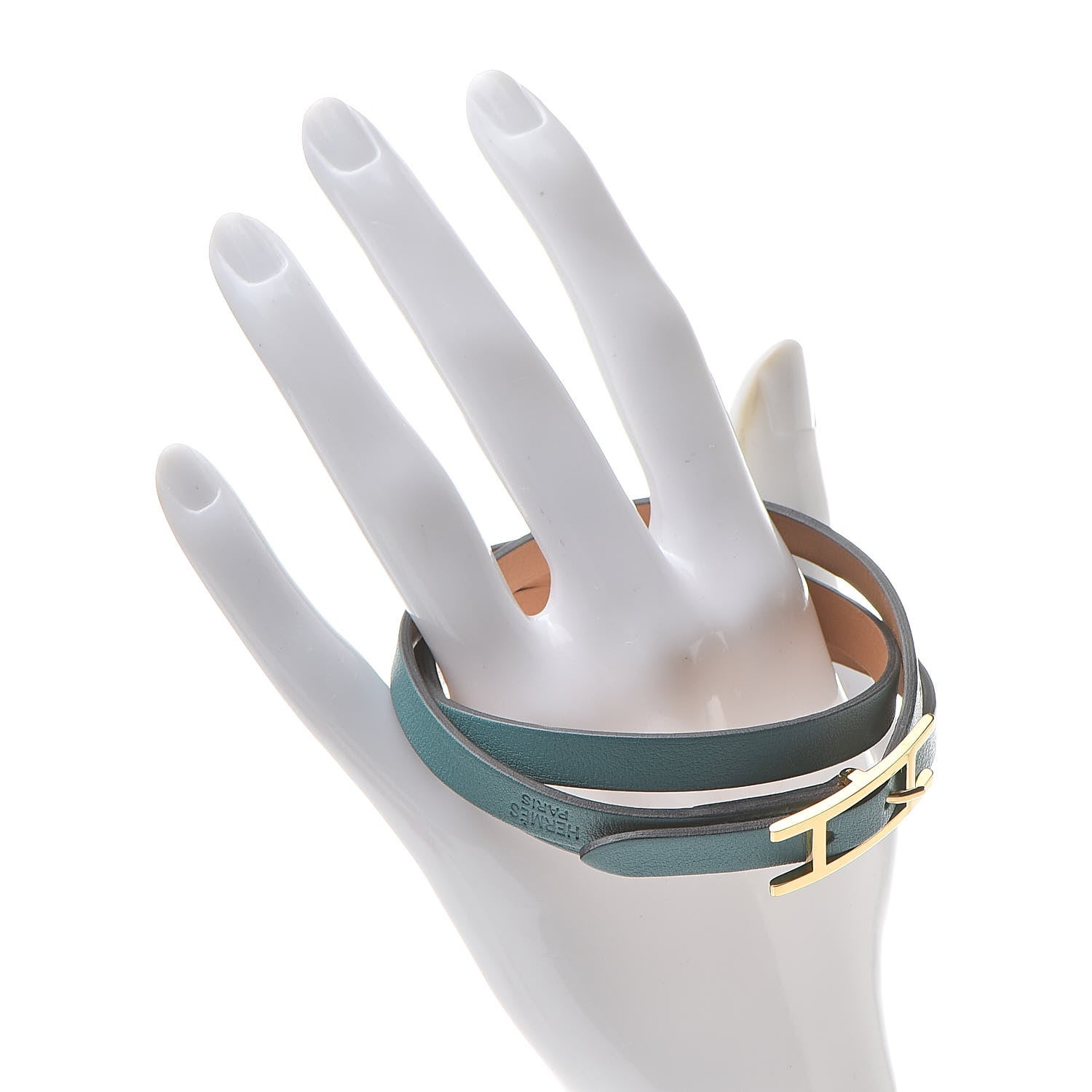 Hermes Swift Hapi 3 MM Triple Tour Bracelet S Malachite 2 of 9