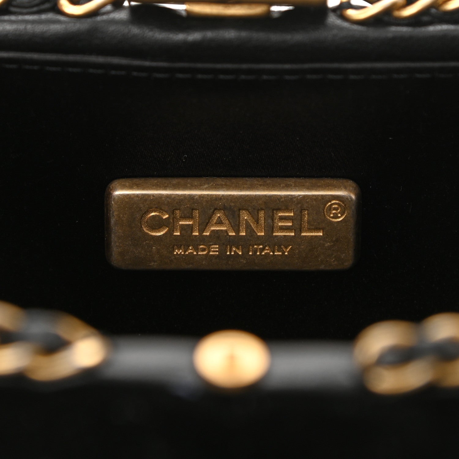 Chanel Velvet Pearl Crystal Sergeant Chain Around Evening Clutch Black Gold 6 of 10