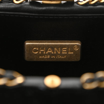 Chanel Velvet Pearl Crystal Sergeant Chain Around Evening Clutch Black Gold 6 of 10