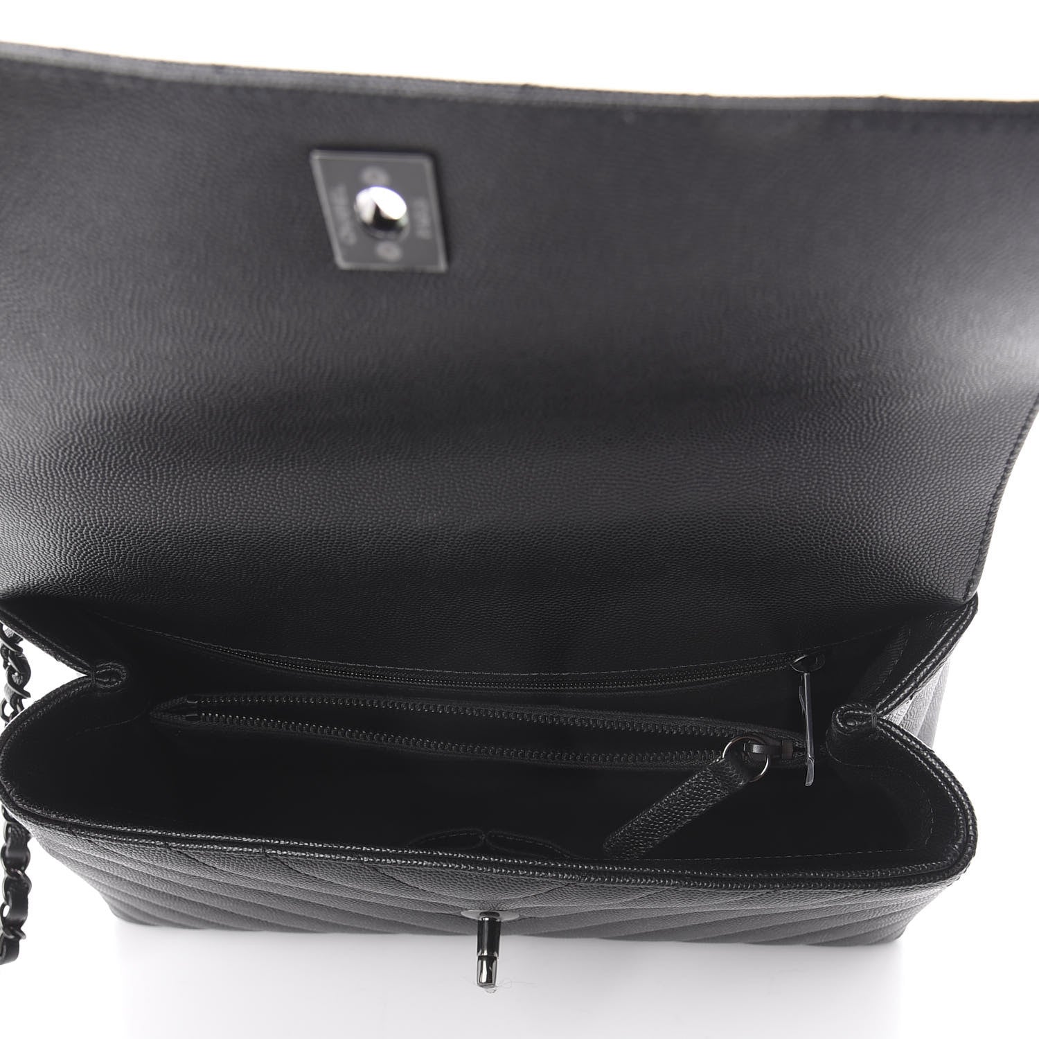 Chanel Caviar Chevron Quilted Small Coco Handle Flap So Black 4 of 8